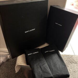 Black Saint Laurent Boot Box Size 12 X 14 X 5 Shoe Box Dust Bags And Cards
